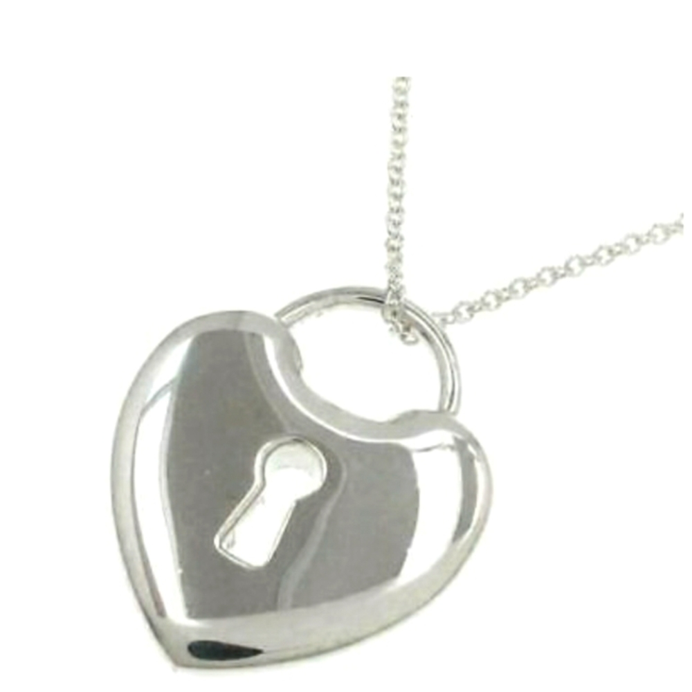 Tiffany & Co. Heart Padlock Lock Necklace 16" Sterling Silver 925